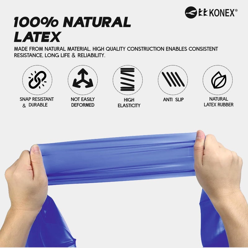 KONEX Natural Latex Resistance Thera Band | Durable & Stretchable | Ideal for Yoga, Pilates, Full Body Workout, Muscle Toning, Weight Training, Stretching & Body Conditioning (Blue, 11.5-13.5 Kg) - Image 3